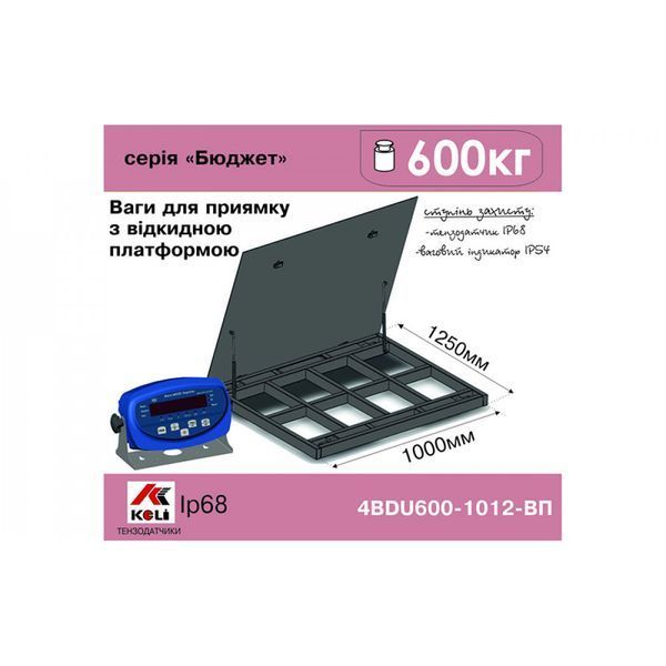 Ваги платформенні з відкидною платформою 4BDU600-1012ВП-Б бюджет 1000х1250 мм (до 600 кг) 015667 фото