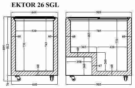 Морозильный ларь с прямым стеклом Crystal ЭКТОР 26 SGL (3 корзины) 011545 фото