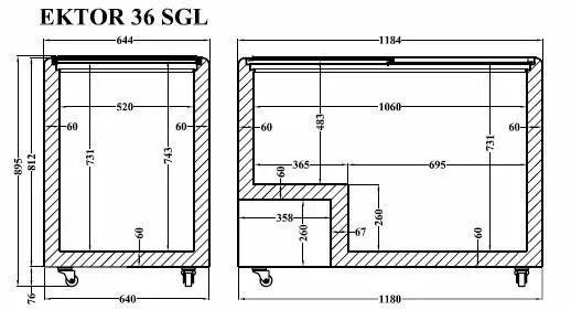 Морозильный ларь с прямым стеклом Crystal ЭКТОР 36 SGL (4 корзины) 011546 фото