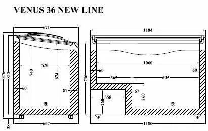 Морозильный ларь гнутое стекло Crystal VENUS NEW LINE 36 (4 корзины) 011552 фото
